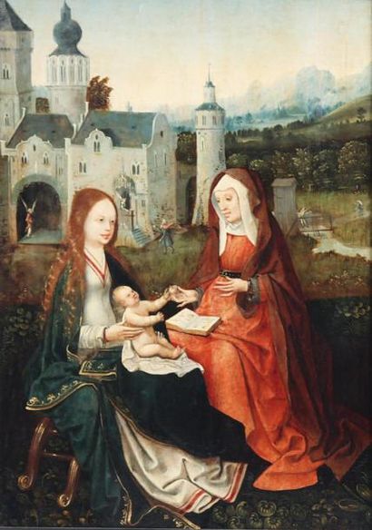 Attribué au Maître de FRANCFORT (Actif vers 1500) «Sainte Anne, la Vierge et l'Enfant...