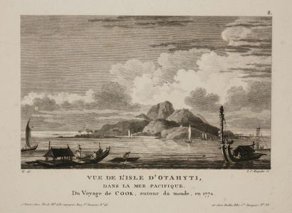 null TAHITI - "Vue de l'Isle d'OTAHYTI, dans la Mer PACIFIQUE. Du Voyage de COOK,...