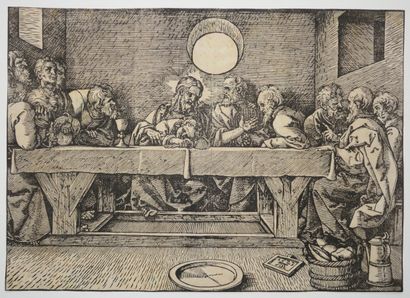 null DÜRER Albrecht (d'après) (Nüremberg 1471 1528) - "La Cène". Bois gravé, copie...