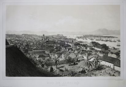 null BRESIL VUE de "RIO DE JANEIRO, de Castella". 1862. RARE et grande lithographie...