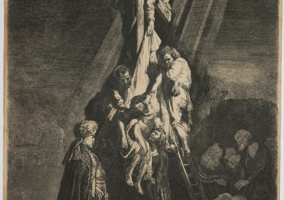 null REMBRANDT H. van Rijn (1606 1669) - "La descente de croix, grande planche" (The...