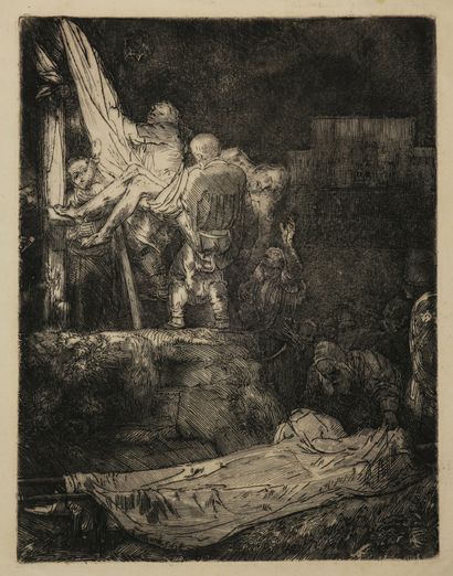 null REMBRANDT H. van Rijn (1606 1669) - "La descente de croix, Effet de nuit" (The...