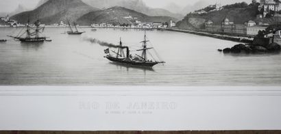 null BRESIL VUE de "RIO DE JANEIRO, As Praias St Luzia a Gloria". 1862. RARE et grande...