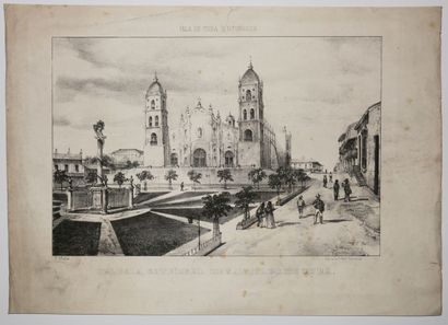 null CUBA - Frederic MIALHE - "Iglesia Catedral de SANTIAGO DE CUBA". c. 1839-1842....