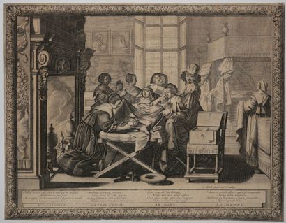 null BOSSE Abraham (Tours 1602 Paris 1676) - L'Accouchement". 1633. Gravure originale...