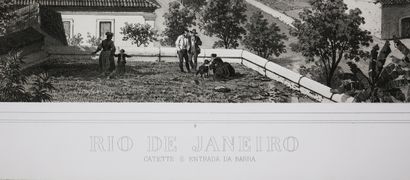 null BRESIL VUE de "RIO DE JANEIRO, Catette e Entrada da Barra". 1862. RARE et grande...