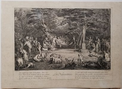 null GILLOT Claude (Langres 1673 Paris 1722) - SUITE de 4 PLANCHES "La vie d'un satyre"...