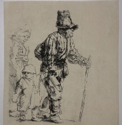null REMBRANDT H. van Rijn (1606 1669) - "Le paysan avec femme et enfant" (Peasant...
