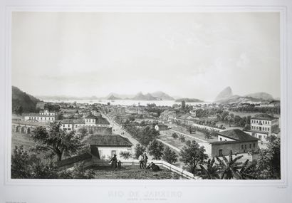 null BRESIL VUE de "RIO DE JANEIRO, Catette e Entrada da Barra". 1862. RARE et grande...