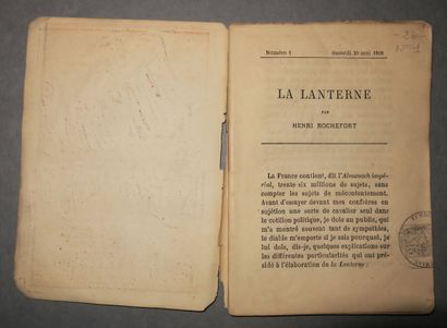null 
LOT DE 11 Exemplaires de "LA LANTERNE de Henry ROCHEFORT ». Ex. numéros 1 à...