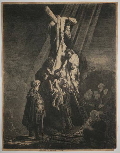 null REMBRANDT H. van Rijn (1606 1669) - "La descente de croix, grande planche" (The...