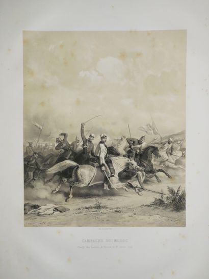 null MOROCCO - "Morocco Campaign, Charge of the Farnese Lancers on January 23, 1860"....