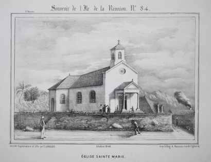 null LA REUNION - A. ROUSSIN - "Eglise SAINTE-MARIE". 1848. Lithographie par E. LANGLOIS...