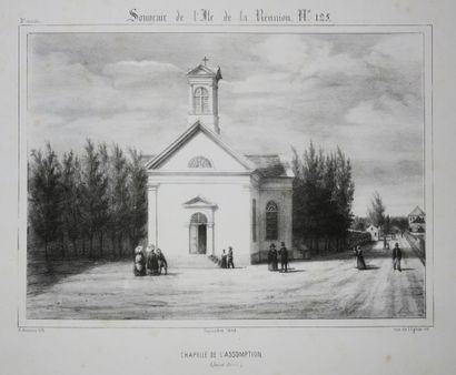 null LA REUNION - A. ROUSSIN - "Chapelle de l'Assomption (SAINT-DENIS)". 1849. Lithographie...