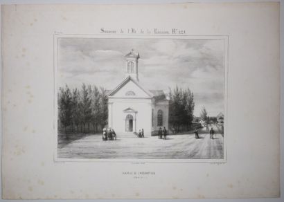 null LA REUNION - A. ROUSSIN - "Chapelle de l'Assomption (SAINT-DENIS)". 1849. Lithographie...