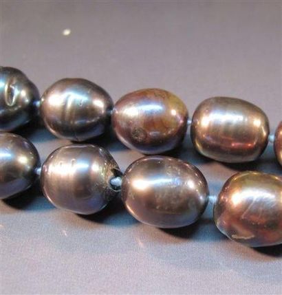 null Bracelet deux rangs de perles de culture grises teintées