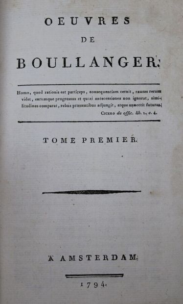 null - BOULANGER (Nicolas-Antoine). OEuvres de Boullanger. Amsterdam, s.n., 1794,...