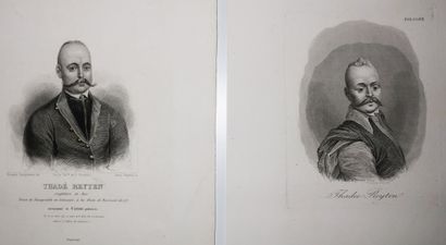 null POLAND - 2 PORTRAITS by Thadée REYTEN. 19th century. Two engravings, one by...