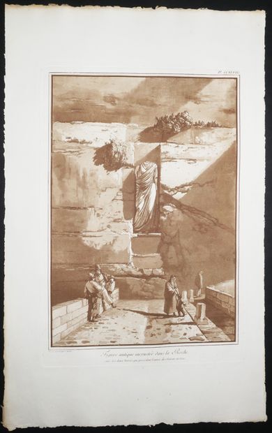 null MALTA - HOUËL - Meeting of 3 PLATES. Titles: 1-"Ancient figure embedded in the...