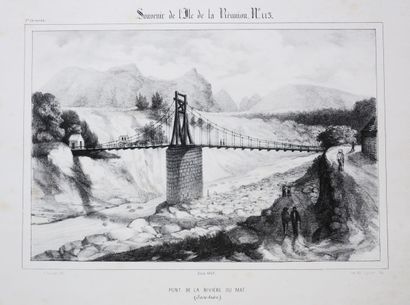null LA REUNION - A. ROUSSIN - "Pont de la Rivière du Mat (SAINT-ANDRE)". 1849. Original...