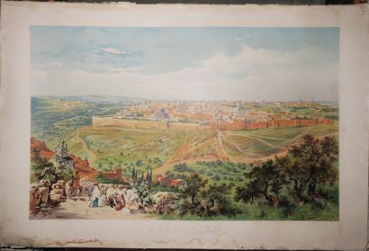 null ISRAEL - VIEW of "JERUSALEM". c.1898. Offset lithograph in colours after Friedrich...