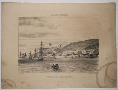 null CUBA - Frederic MIALHE - "Vista de CASA BLANCA". c. 1839-1842. Original lithograph...