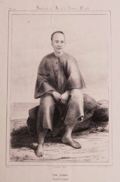 null LA REUNION - A. ROUSSIN - "Type Chinois. Travailleur engagé". Septembre 1849....