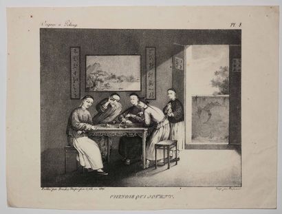 null CHINE - "Chinois qui jouent". 1826. Lithographie. Papier vélin. Planche 8 de...