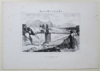 null LA REUNION - A. ROUSSIN - "Pont de la Rivière du Mat (SAINT-ANDRE)". 1849. Lithographie...