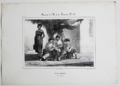 null LA REUNION - A. ROUSSIN - "Types Indiens (Servantes)". Février 1849. Lithographié...