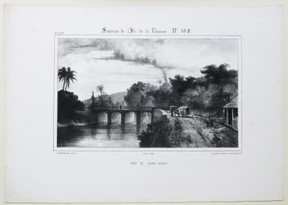 null LA REUNION - A. ROUSSIN & POTEMONT - "PONT de SAINTE-MARIE". Avril 1849. Lithographie...