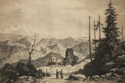 null INDE - HIMALAYA - "PANORAMA DE L'HIMALAYA PRIS DE DORJILING (Darjeeling)". XIXème....