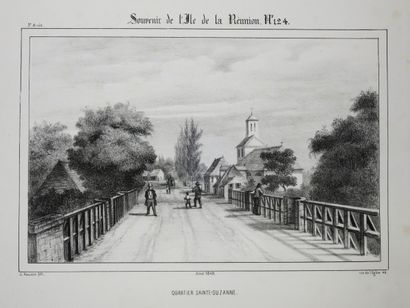 null LA REUNION - A. ROUSSIN - "Quartier Sainte-Suzanne". 1849. Lithographie originale...