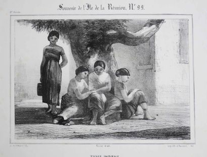 null LA REUNION - A. ROUSSIN - "Types Indiens (Servantes)". Février 1849. Lithographié...