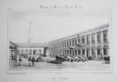null LA REUNION - A. ROUSSIN - "Parc d'Artillerie, Saint-Denis". Juillet 1849. Lithographié...