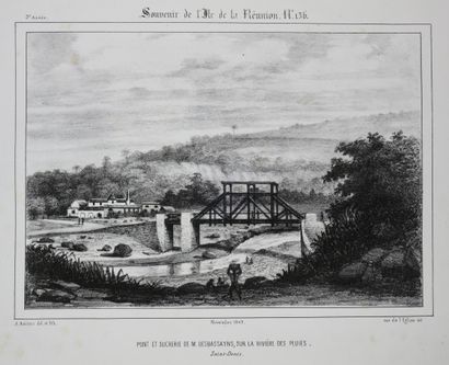 null LA REUNION - A. ROUSSIN - "PONT et SUCRERIE de M. Desbassayns, sur la Rivière...