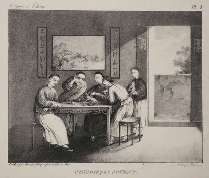 null CHINE - "Chinois qui jouent". 1826. Lithographie. Papier vélin. Planche 8 de...