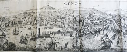 null ITALIE - GENOVA - RARE ET EXCEPTIONNELLE VUE PANORAMIQUE de GÊNES - "GENOA",...