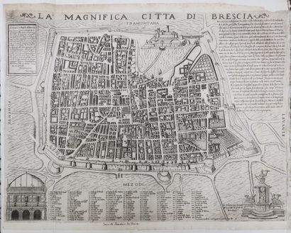 null ITALIE - "La Magnifica Citta di BRESCIA". 1599. Rare et Exceptionnel PLAN de...