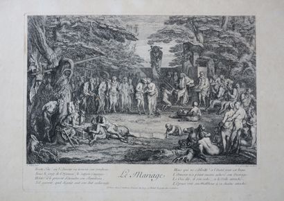 null GILLOT Claude (Langres 1673 Paris 1722) - SUITE complète de 4 PLANCHES "La vie...