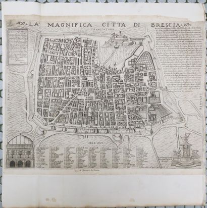 null ITALIE - "La Magnifica Citta di BRESCIA". 1599. Rare et Exceptionnel PLAN de...