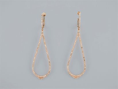 Pair of large openwork earrings in 18K pink...