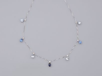 18K white gold drapery necklace, with fine...