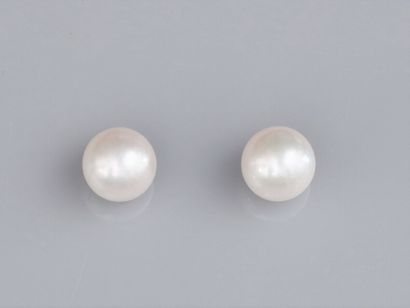 Pair of earrings set with cultured pearls...