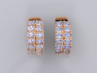Pair of 925 gold vermeil earrings, set with...