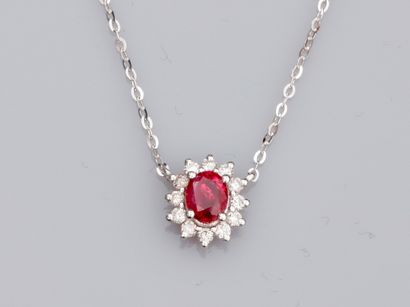 Necklace in 18K white gold, with a fine chain...