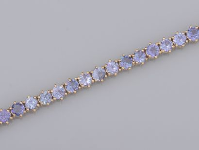  River bracelet in 925 silver vermeil, set with round tanzanites (12 ct approx.)....
