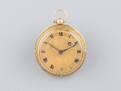 Pocket watch with case in yellow gold 750°/°°...