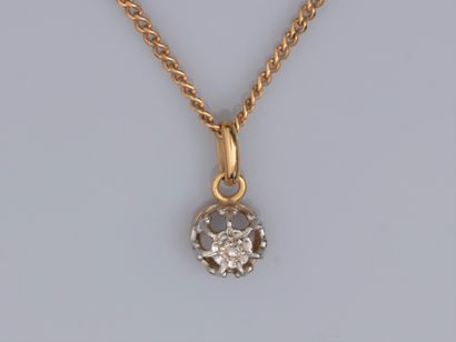 null 18K yellow gold chain, gourmette link and pendant in two-tone 18K gold, set...