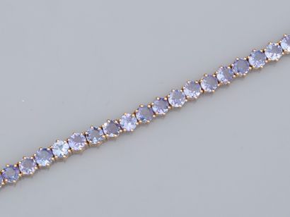 null River bracelet in 925 silver vermeil, set with round tanzanites (12 ct approx.)....